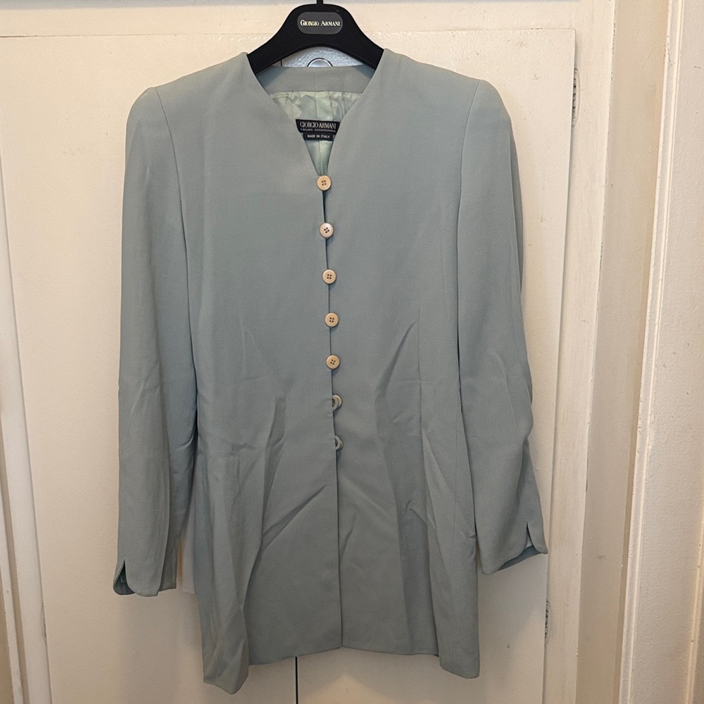 Vintage Giorgio Armani Women's Light Blue Blazer